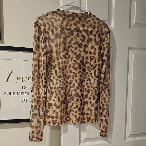 Zara Brown Leopard Print Blouse - Picture 2 of 4